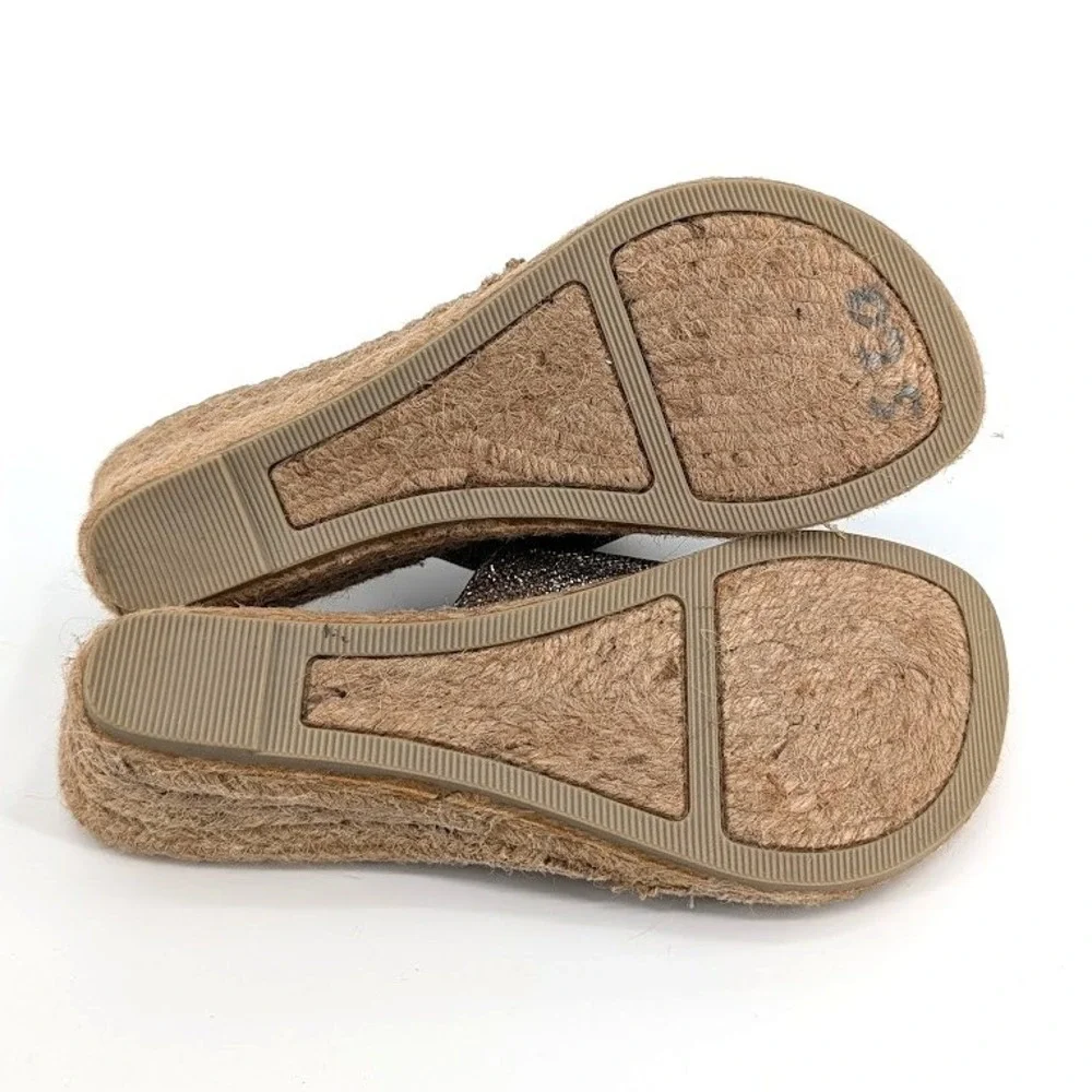 White Mountain Beachball Womens Gold Metallic Espadrille Wedge‎ Sandals Size 8M